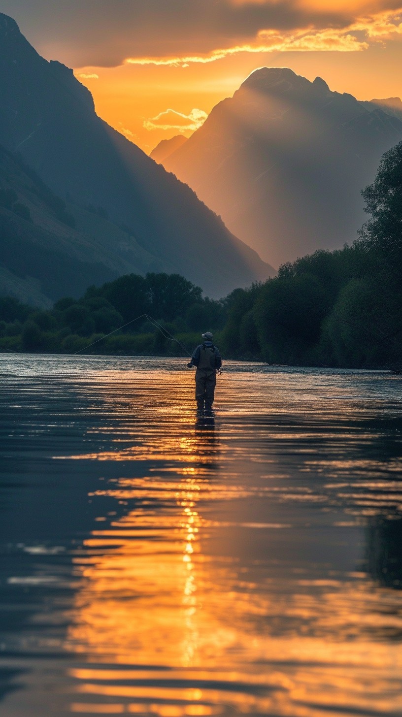 Sunset fishing scene